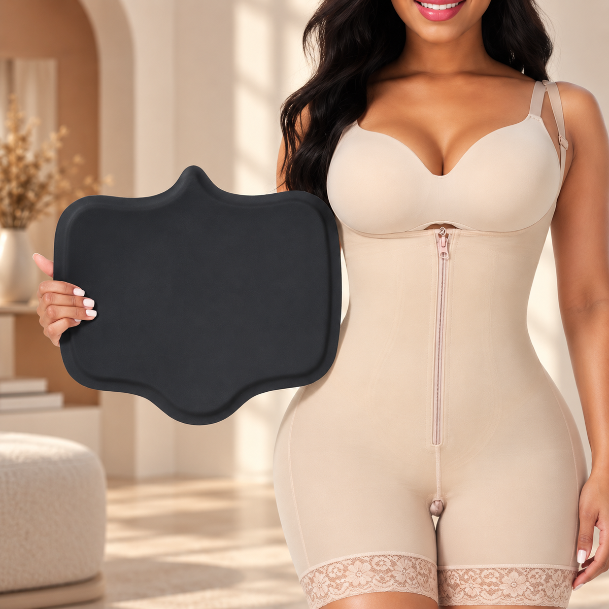 Tabla Abdominal Negra Ajustable Postquirúrgica