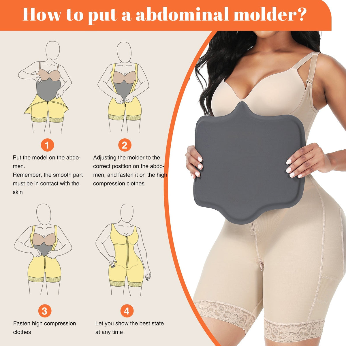 Tabla Abdominal Negra Ajustable Postquirúrgica